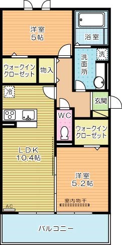 Alltid glad fargerik（ｱﾙﾃｨｸﾞﾗﾌｫｰｹﾞﾘｯｸ） 202号室 間取り