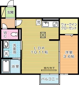 ハイヒルズ城野 102号室 間取り