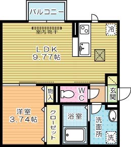 ハイヒルズ城野 105号室 間取り