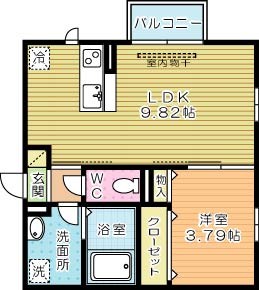 ハイヒルズ城野 201号室 間取り