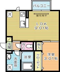 ハイヒルズ城野 206号室 間取り