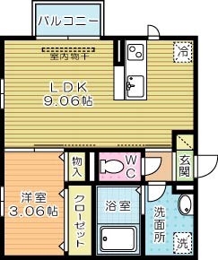 ハイヒルズ城野 210号室 間取り