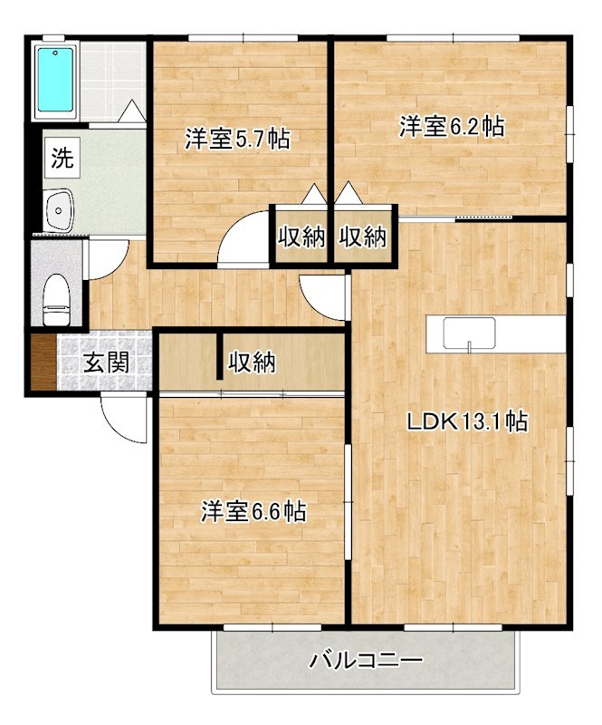 ドライリバーⅡ　Ｃ棟 202号室 間取り