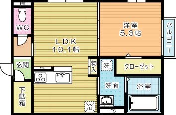 ｍｏｒｅｐｌｕｓ砂津 (モアプラス砂津) 201号室 間取り