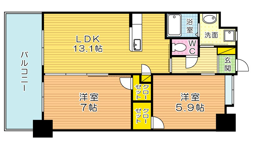 ウイングス三萩野 906号室 間取り