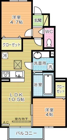 D-room葛原 108号室 間取り