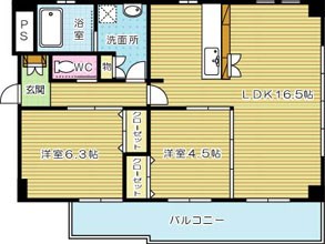 ルネス到津の森  303号室 間取り
