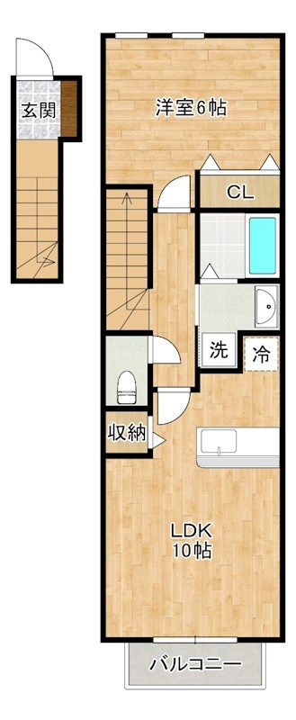 サンレミ葛原B 202号室 間取り