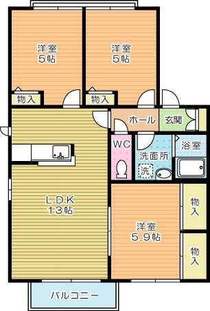 グリーンフィールド曽根　D棟  202号室 間取り