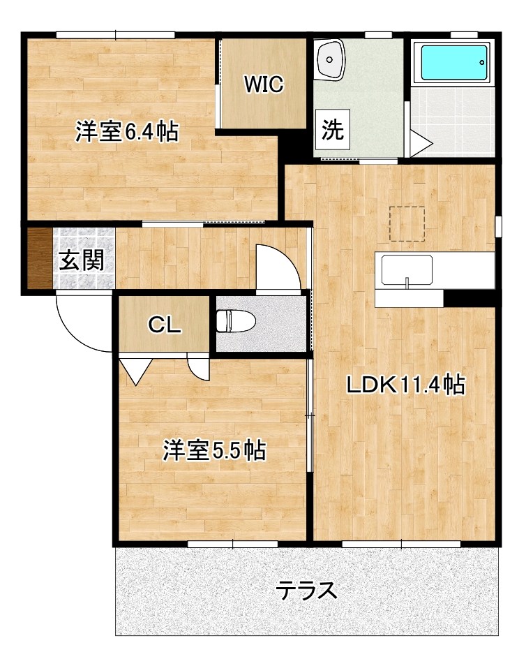 サンヴィレッジＢ 102号室 間取り