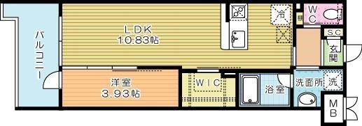 ウイングス城野駅前  702号室 間取り