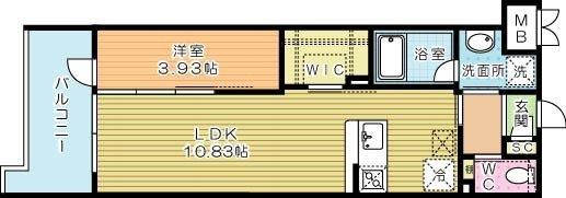 ウイングス城野駅前  403号室 間取り