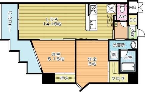 ウイングス城野駅前 406号室 間取り
