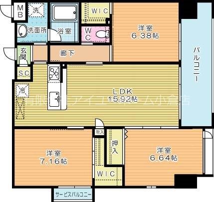 ウイングス城野駅前 907号室 間取り