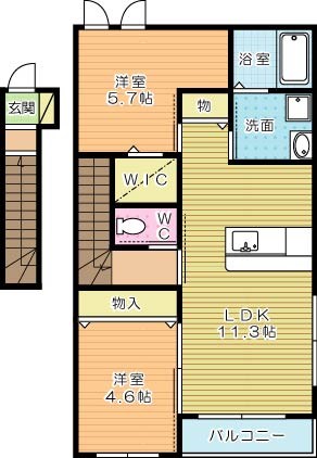 ＧｒｅｅｎＨｉｌｌｓ小文字（グリーンヒルズ小文字）  201号室 間取り