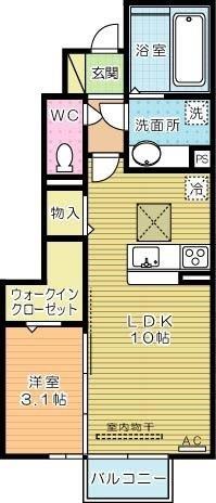 Une beau palais（ｴﾇﾎﾞｰﾊﾟﾚ）  103号室 間取り