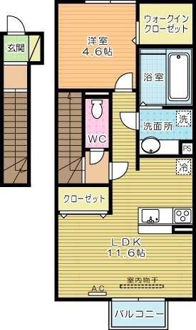 Une beau palais（ｴﾇﾎﾞｰﾊﾟﾚ）  203号室 間取り