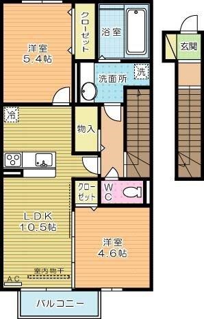 Une beau palais（ｴﾇﾎﾞｰﾊﾟﾚ）  208号室 間取り