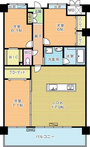 ＮＥＷＧＡＥＡ　ＳＨＩＭＯＳＯＮＥ(ニューガイア下曽根)  407号室 間取り
