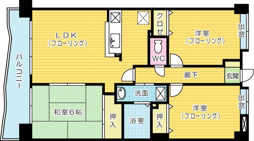 アヌビアス紫川 502号室 間取り