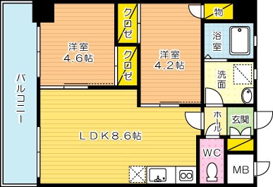 ウイングス砂津 802号室 間取り