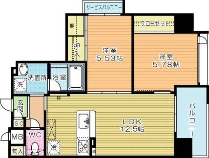 ウイングス城野駅前  1209号室 間取り