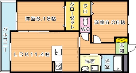 浜町テラス 303号室 間取り