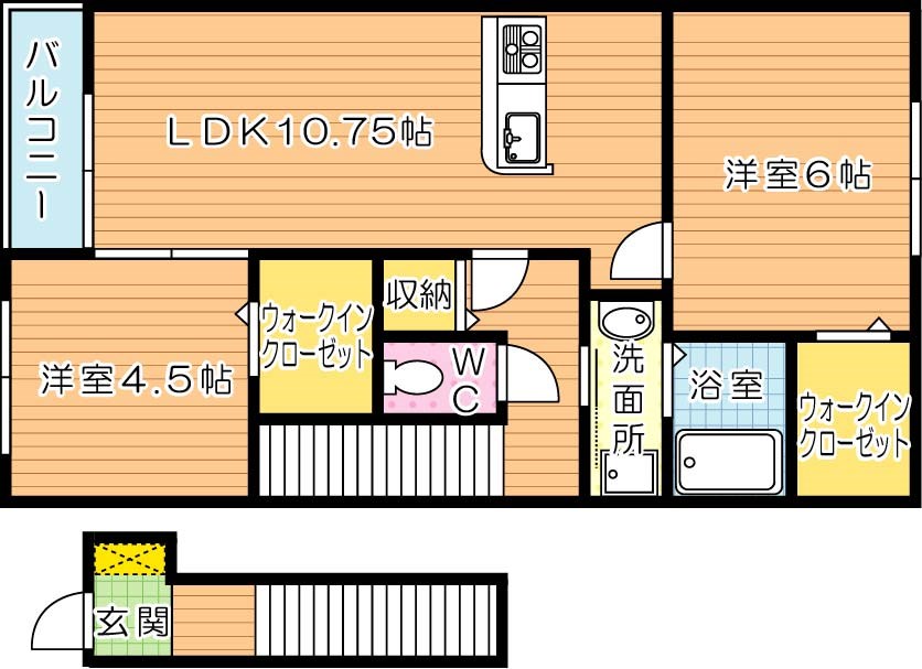 サンハイム浜町Ⅲ  201号室 間取り