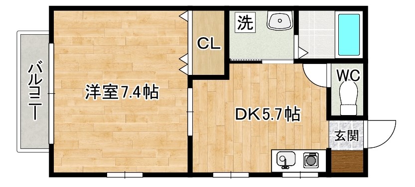 ドゥソレイユ２１　Ｂ棟 201号室 間取り