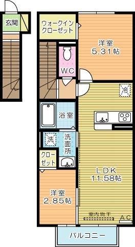 パープルシャイン蒲生     205号室 間取り