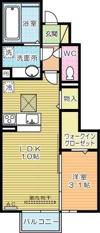 Une beau palais（ｴﾇﾎﾞｰﾊﾟﾚ）  105号室 間取り