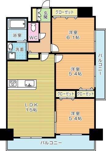 グランシャリオ三萩野 701号室 間取り