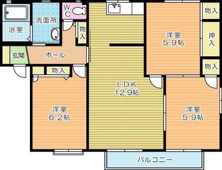パルテールヴィラ　Ａ棟 202号室 間取り