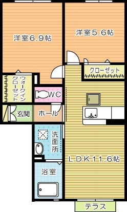 サンアベニュー葛原Ⅱ 104号室 間取り