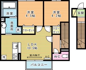 Ｇｒａｎｄ　Ｓｏｌｅｉｌ(グランドソレーユ)　Ａ棟 202号室 間取り