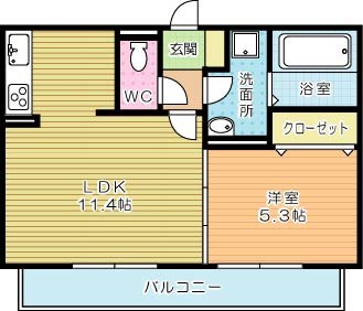 Ｄ－ｒｏｏｍ南方  202号室 間取り