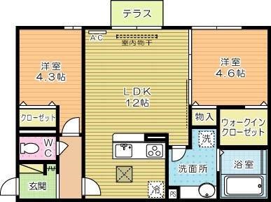 Polonia Matsubara Ａ棟 (ポロニア松原Ａ棟) 107号室 間取り
