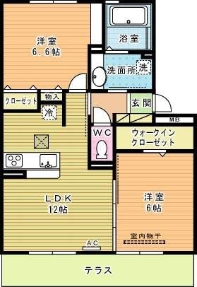 サンヒルズ守恒 102号室 間取り