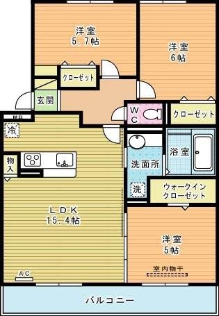 サンヒルズ守恒 303号室 間取り