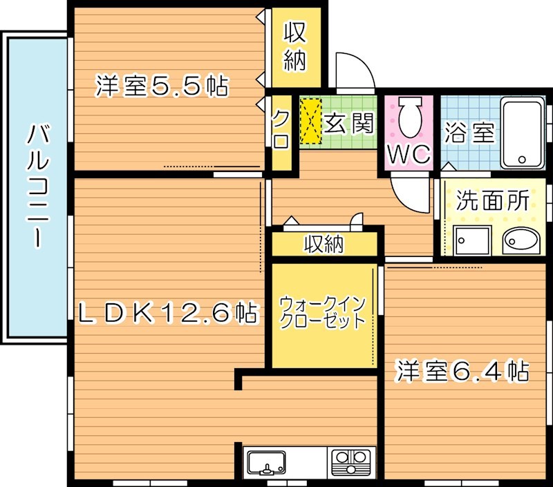 ボヌール茶屋の原　A棟 間取り図