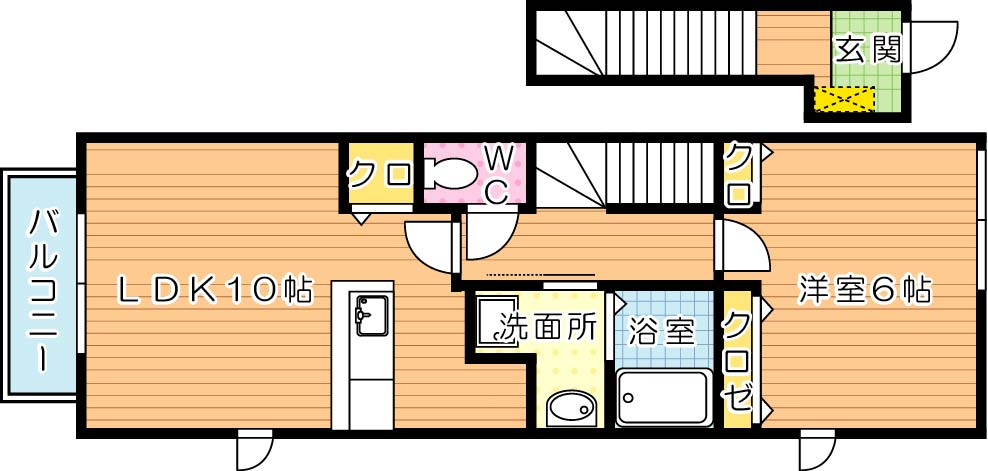 サンフレイムYABEⅡ　B棟 201号室 間取り