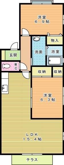 グリーンビレッジ湯川Ⅱ　A棟  101号室 間取り