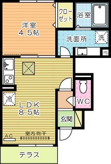 Ｆ・フィールド若園 101号室 間取り