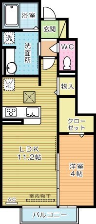 paisible　palais(ペイスブル　パレ) 102号室 間取り