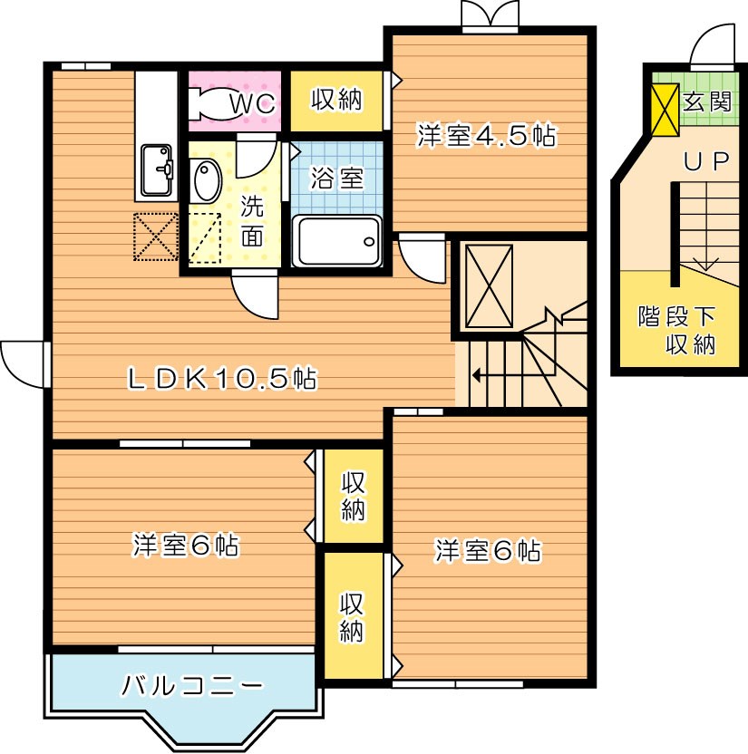 サンコーポ本城　Ａ棟 203号室 間取り