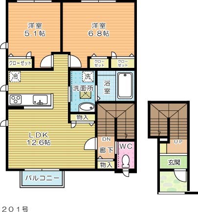CLARE COURT （クレアコート） 201号室 間取り