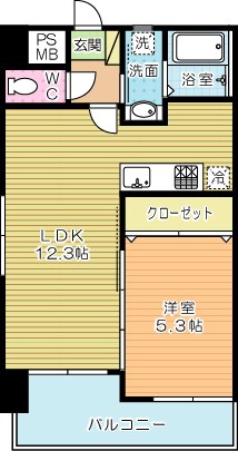 Ｖｏｌｕｍｅ５（ボリュームファイブ） 1001号室 間取り