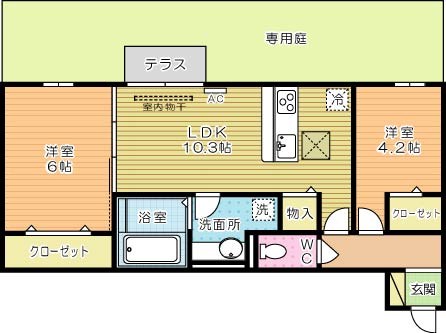 Ｌｅａｆｕｌｌ 107号室 間取り