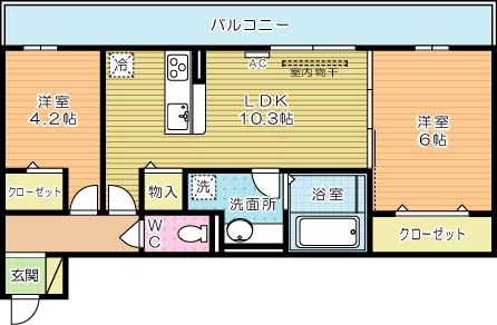 Ｌｅａｆｕｌｌ 203号室 間取り