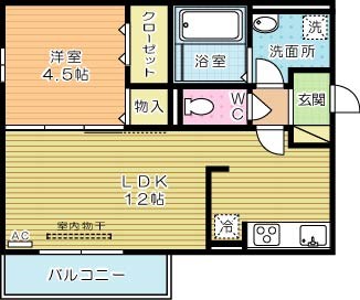 Ｌｅａｆｕｌｌ 301号室 間取り